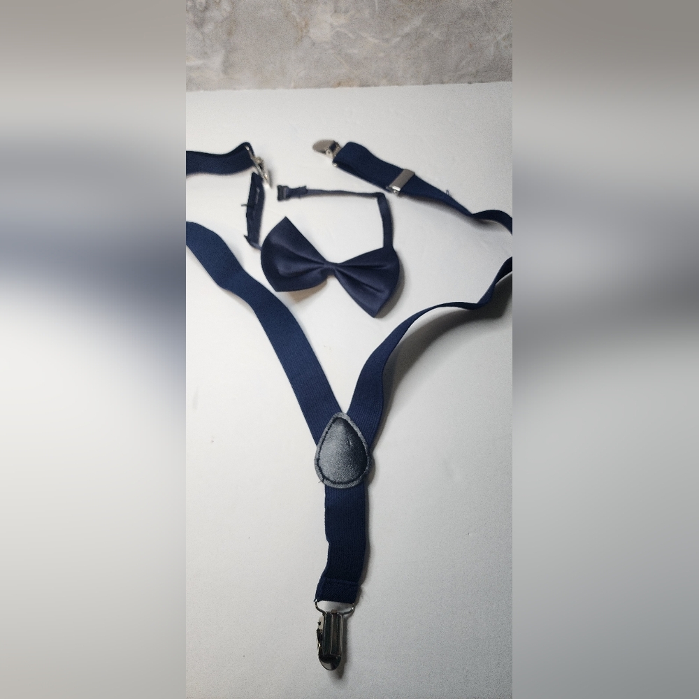 Boys suspenders and bowtie
